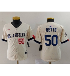 Youth Los Angeles Dodgers 50 Mookie Betts Cream 2024 City Connect Limited Stitched Baseball Jersey 4 Youth Los Angeles Dodgers 50 Mookie Betts Cream 2024 City Connect Limited Stitched Baseball Jersey 4