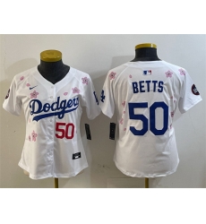Youth Los Angeles Dodgers 50 Mookie Betts White 2025 Tokyo Series Limited Stitched Baseball Jersey Youth Los Angeles Dodgers 50 Mookie Betts White 2025 Tokyo Series Limited Stitched Baseball Jersey