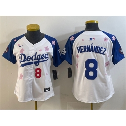 Youth Los Angeles Dodgers 8 Enrique Hernandez White Royal 2025 Tokyo Series Limited Stitched Baseball Jersey