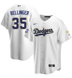 Youth Los Angeles Dodgers Cody Bellinger 35 Championship Gold Trim White Limited All Stitched Cool Base Jersey Youth Los Angeles Dodgers Cody Bellinger 35 Championship Gold Trim White Limited All Stitched Cool Base Jersey