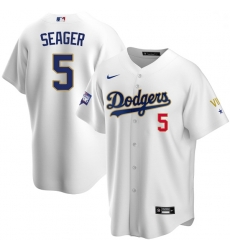 Youth Los Angeles Dodgers Corey Seager 5 Championship Gold Trim White Limited All Stitched Flex Base Jersey Youth Los Angeles Dodgers Corey Seager 5 Championship Gold Trim White Limited All Stitched Flex Base Jersey