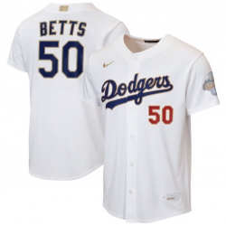 Youth Los Angeles Dodgers Mookie Betts Nike White 2026 Gold Collection Home Replica Jersey