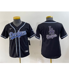 Youth Los Angeles Dodgers Team Big Logo Black Stitched Baseball Jersey 5 Youth Los Angeles Dodgers Team Big Logo Black Stitched Baseball Jersey 5