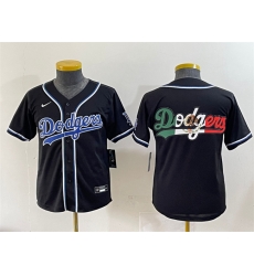 Youth Los Angeles Dodgers Team Big Logo Black Stitched Baseball Jersey