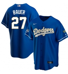 Youth Los Angeles Dodgers Trevor Bauer 27 Championship Gold Trim Blue Limited All Stitched Cool Base Jersey Youth Los Angeles Dodgers Trevor Bauer 27 Championship Gold Trim Blue Limited All Stitched Cool Base Jersey