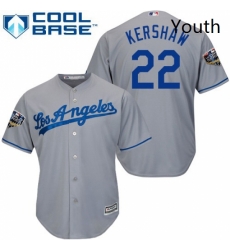 Youth Majestic Los Angeles Dodgers 22 Clayton Kershaw Authentic Grey Road Cool Base 2018 World Series MLB Jersey Youth Majestic Los Angeles Dodgers 22 Clayton Kershaw Authentic Grey Road Cool Base 2018 World Series MLB Jersey