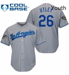 Youth Majestic Los Angeles Dodgers 26 Chase Utley Authentic Grey Road Cool Base 2018 World Series MLB Jersey Youth Majestic Los Angeles Dodgers 26 Chase Utley Authentic Grey Road Cool Base 2018 World Series MLB Jersey