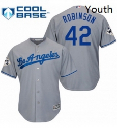 Youth Majestic Los Angeles Dodgers 42 Jackie Robinson Replica Grey Road 2017 World Series Bound Cool Base MLB Jersey Youth Majestic Los Angeles Dodgers 42 Jackie Robinson Replica Grey Road 2017 World Series Bound Cool Base MLB Jersey