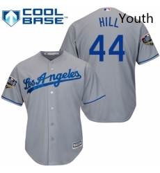 Youth Majestic Los Angeles Dodgers 44 Rich Hill Authentic Grey Road Cool Base 2018 World Series MLB Jersey Youth Majestic Los Angeles Dodgers 44 Rich Hill Authentic Grey Road Cool Base 2018 World Series MLB Jersey