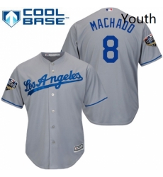 Youth Majestic Los Angeles Dodgers 8 Manny Machado Authentic Grey Road Cool Base 2018 World Series MLB Jersey Youth Majestic Los Angeles Dodgers 8 Manny Machado Authentic Grey Road Cool Base 2018 World Series MLB Jersey