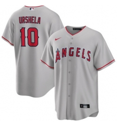 Men Los Angeles Angels 10 Gio Urshela Grey Cool Base Stitched Jersey Men Los Angeles Angels 10 Gio Urshela Grey Cool Base Stitched Jersey