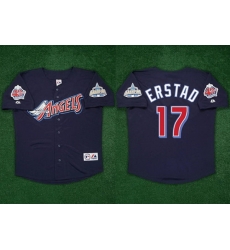 Men Los Angeles Angels 17 Darin Erstad Navy 2000 With 40th Patch Stitched Baseball Jersey