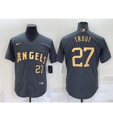 Men Los Angeles Angels 27 Mike Trout 2022 All Star Charcoal Cool Base Stitched Jersey Men Los Angeles Angels 27 Mike Trout 2022 All Star Charcoal Cool Base Stitched Jersey