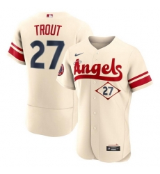 Men Los Angeles Angels 27 Mike Trout 2022 Cream City Connect Flex Base Stitched Jerseys Men Los Angeles Angels 27 Mike Trout 2022 Cream City Connect Flex Base Stitched Jerseys