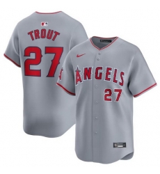 Men Los Angeles Angels 27 Mike Trout Grey Away Limited Stitched Baseball Jersey Men Los Angeles Angels 27 Mike Trout Grey Away Limited Stitched Baseball Jersey