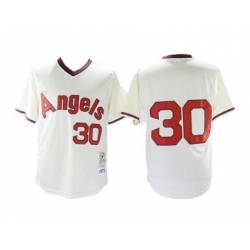 Men Los Angeles Angels 30 Nolan Ryan Cream Throwback Stitched Baseball Jersey