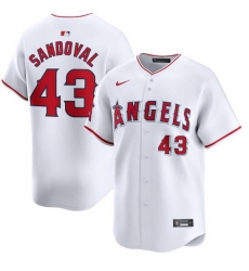 Men Los Angeles Angels 43 Patrick Sandoval White Home Limited Stitched Baseball Jersey Men Los Angeles Angels 43 Patrick Sandoval White Home Limited Stitched Baseball Jersey