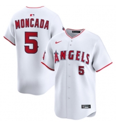 Men Los Angeles Angels 5 Yoan Moncada White Home Limited Stitched Baseball Jersey Men Los Angeles Angels 5 Yoan Moncada White Home Limited Stitched Baseball Jersey