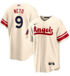 Men Los Angeles Angels 9 Zach Neto Cream City Connect Cool Base Stitched Jersey Men Los Angeles Angels 9 Zach Neto Cream City Connect Cool Base Stitched Jersey