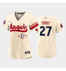 Women Los Angeles Angels 27 Mike Trout 2022 Cream City Connect Stitched Baseball Jersey Women Los Angeles Angels 27 Mike Trout 2022 Cream City Connect Stitched Baseball Jersey