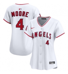 Women Los Angeles Angels 4 Christian Moore White Home Stitched Baseball Jersey