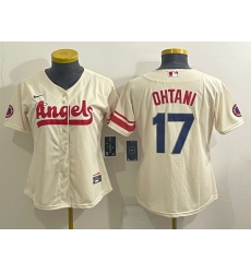 Women's Los Angeles Angels #17 Shohei Ohtani Cream 2022 City Connect Cool Base Stitched Jersey Women's Los Angeles Angels #17 Shohei Ohtani Cream 2022 City Connect Cool Base Stitched Jersey