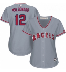 Womens Majestic Los Angeles Angels of Anaheim 12 Martin Maldonado Authentic Grey Road Cool Base MLB Jersey Womens Majestic Los Angeles Angels of Anaheim 12 Martin Maldonado Authentic Grey Road Cool Base MLB Jersey