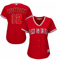 Womens Majestic Los Angeles Angels of Anaheim 12 Martin Maldonado Authentic Red Alternate MLB Jersey Womens Majestic Los Angeles Angels of Anaheim 12 Martin Maldonado Authentic Red Alternate MLB Jersey