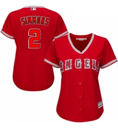 Womens Majestic Los Angeles Angels of Anaheim 2 Andrelton Simmons Authentic Red Alternate MLB Jersey Womens Majestic Los Angeles Angels of Anaheim 2 Andrelton Simmons Authentic Red Alternate MLB Jersey