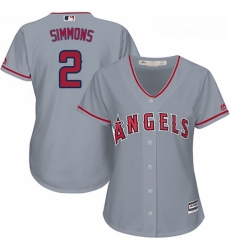 Womens Majestic Los Angeles Angels of Anaheim 2 Andrelton Simmons Replica Grey Road Cool Base MLB Jersey Womens Majestic Los Angeles Angels of Anaheim 2 Andrelton Simmons Replica Grey Road Cool Base MLB Jersey