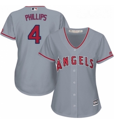 Womens Majestic Los Angeles Angels of Anaheim 4 Brandon Phillips Replica Grey Road Cool Base MLB Jersey Womens Majestic Los Angeles Angels of Anaheim 4 Brandon Phillips Replica Grey Road Cool Base MLB Jersey