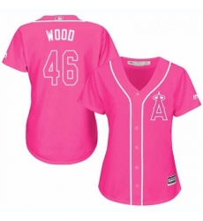 Womens Majestic Los Angeles Angels of Anaheim 46 Blake Wood Authentic Pink Fashion MLB Jersey Womens Majestic Los Angeles Angels of Anaheim 46 Blake Wood Authentic Pink Fashion MLB Jersey