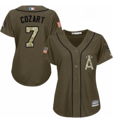 Womens Majestic Los Angeles Angels of Anaheim 7 Zack Cozart Authentic Green Salute to Service MLB Jersey Womens Majestic Los Angeles Angels of Anaheim 7 Zack Cozart Authentic Green Salute to Service MLB Jersey