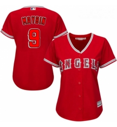 Womens Majestic Los Angeles Angels of Anaheim 9 Cameron Maybin Authentic Red Alternate MLB Jersey Womens Majestic Los Angeles Angels of Anaheim 9 Cameron Maybin Authentic Red Alternate MLB Jersey