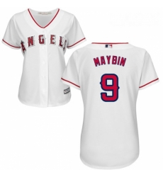 Womens Majestic Los Angeles Angels of Anaheim 9 Cameron Maybin Authentic White Home Cool Base MLB Jersey Womens Majestic Los Angeles Angels of Anaheim 9 Cameron Maybin Authentic White Home Cool Base MLB Jersey