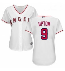 Womens Majestic Los Angeles Angels of Anaheim 9 Justin Upton Replica White Home Cool Base MLB Jersey Womens Majestic Los Angeles Angels of Anaheim 9 Justin Upton Replica White Home Cool Base MLB Jersey