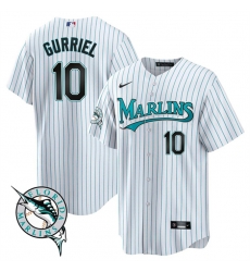 Men Miami Marlins 10 Yulieski Gurriel White Cool Base Stitched Baseball Jersey Men Miami Marlins 10 Yulieski Gurriel White Cool Base Stitched Baseball Jersey