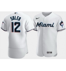 Men Miami Marlins 12 Jorge Soler White Flex Base Stitched jersey Men Miami Marlins 12 Jorge Soler White Flex Base Stitched jersey