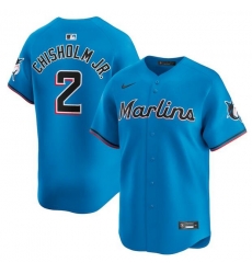 Men Miami Marlins 2 Jazz Chisholm Jr Blue Limited Stitched Baseball Jersey Men Miami Marlins 2 Jazz Chisholm Jr Blue Limited Stitched Baseball Jersey