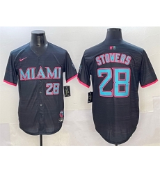 Men Miami Marlins 28 Kyle Stowers Black 2025 City Connect Limited Stitched Baseball Jersey Men Miami Marlins 28 Kyle Stowers Black 2025 City Connect Limited Stitched Baseball Jersey