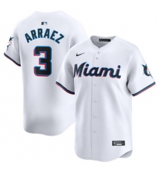 Men Miami Marlins 3 Luis Arraez White 2024 Home Limited Stitched Baseball Jersey Men Miami Marlins 3 Luis Arraez White 2024 Home Limited Stitched Baseball Jersey