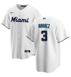 Men Miami Marlins 3 Luis Arraez White Cool Base Stitched Baseball Jersey Men Miami Marlins 3 Luis Arraez White Cool Base Stitched Baseball Jersey