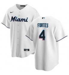 Men Miami Marlins 4 Nick Fortes White Cool Base Stitched Baseball Jersey Men Miami Marlins 4 Nick Fortes White Cool Base Stitched Baseball Jersey