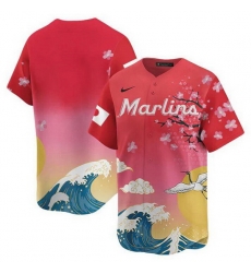 Men Miami Marlins Blank Pink Japanese Heritage Night 2025 Limited Baseball Jersey Men Miami Marlins Blank Pink Japanese Heritage Night 2025 Limited Baseball Jersey