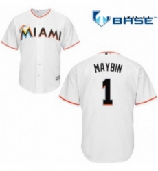 Mens Majestic Miami Marlins 1 Cameron Maybin Replica White Home Cool Base MLB Jersey Mens Majestic Miami Marlins 1 Cameron Maybin Replica White Home Cool Base MLB Jersey