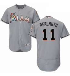 Mens Majestic Miami Marlins 11 J T Realmuto Grey Road Flex Base Authentic Collection MLB Jersey Mens Majestic Miami Marlins 11 J T Realmuto Grey Road Flex Base Authentic Collection MLB Jersey