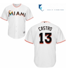 Mens Majestic Miami Marlins 13 Starlin Castro Replica White Home Cool Base MLB Jersey Mens Majestic Miami Marlins 13 Starlin Castro Replica White Home Cool Base MLB Jersey