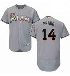 Mens Majestic Miami Marlins 14 Martin Prado Grey Road Flex Base Authentic Collection MLB Jersey Mens Majestic Miami Marlins 14 Martin Prado Grey Road Flex Base Authentic Collection MLB Jersey
