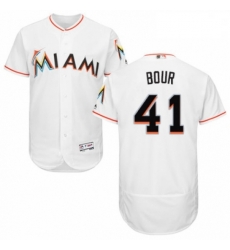 Mens Majestic Miami Marlins 41 Justin Bour White Home Flex Base Authentic Collection MLB Jersey Mens Majestic Miami Marlins 41 Justin Bour White Home Flex Base Authentic Collection MLB Jersey