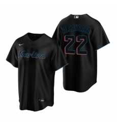 Mens Nike Miami Marlins 22 Sandy Alcantara Black Alternate Stitched Baseball Jersey Mens Nike Miami Marlins 22 Sandy Alcantara Black Alternate Stitched Baseball Jersey
